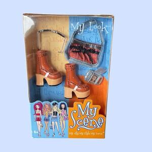 MY SCENE Doll MY LOOK ACCESSORY PACK 2002 4 Items Brown Boots Bag NEW NIB